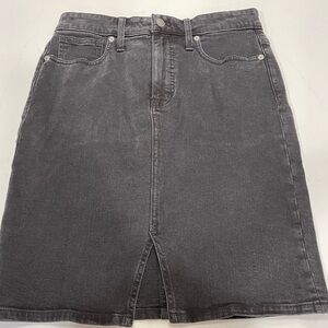 NWT Madewell Stretched Denim Pegged Skirt Knee Mid 28 Burnout Faded Black Pencil